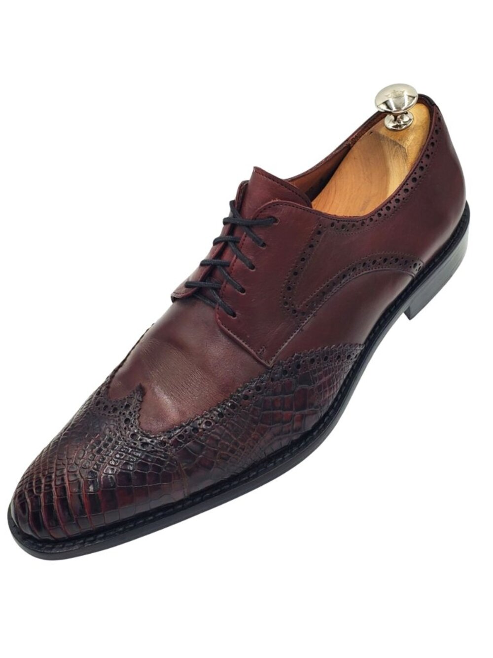 Belvedere Men's size 10 Brown Genuine Alligator wingtip Oxford dress shoes - Picture 6 of 11